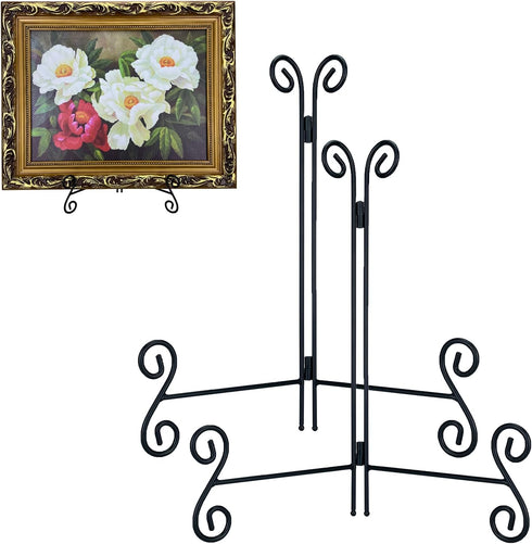 Plate Stand, 12 Inch Plate Holder Display Stand 2 Pack, Black Metal Picture Stand Picture Frame Easel for Home Office Exhibition Reception...