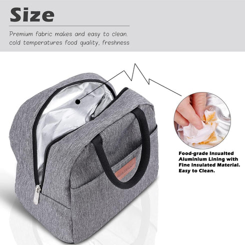 BALORAY Lunch Bag for Women Men Insulated Lunch Box for Adult Reusable Lunch Tote Bag for Work, Picnic or Travel (Grey)...