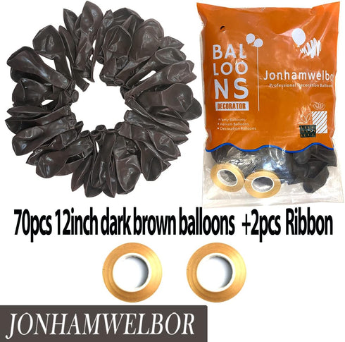 Jonhamwelbor Brown Balloons 12 inch 100 Pack Dark Brown Chocolate Brown Matte Latex Helium Balloons for Birthday Wedding Baby Shower Neutral Party...