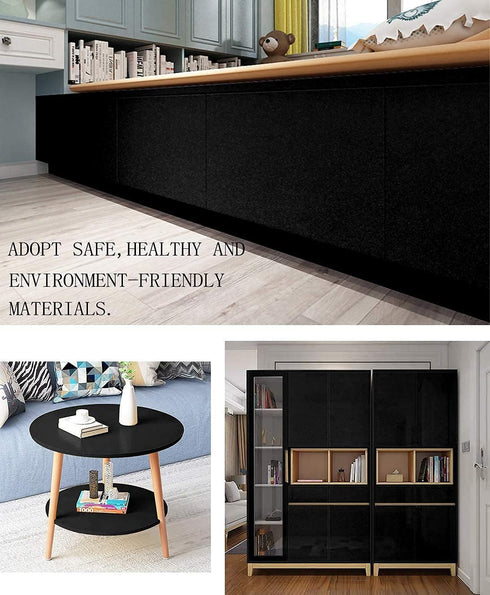 Glossy Black Contact Paper Shiny Peel and Stick Wallpaper Glitter Countertop Contact Paper Self-adhesive Removable Wallpaper Vinyl Decorative Kitc...