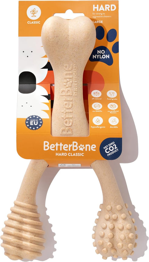 All-Natural, Nylon-Free Dog Chew Toys - Hard Density - Ideal for Strong to Aggressive Chewers - Non-Toxic, Promotes Dental Health, Splinter-Resist...