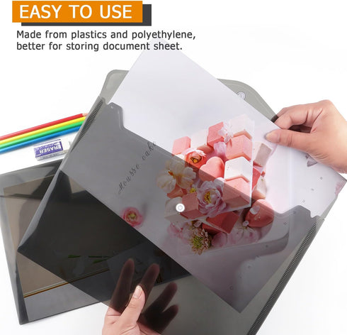 Tamaki 6 Pack Plastic Envelopes Poly Envelopes, Clear Document Folders Plastic File Folders for Home Work Office Organization, Letter Size/A4 Size...