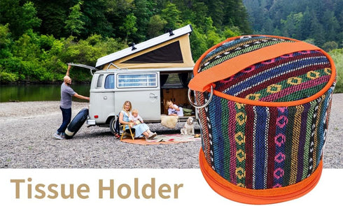 Tissue Holder Toilet Paper Storage Holder Outdoor Hiking Roll Paper Hanging Cover Wipes Box Case Holder Storage Bag with Hook for Camping Tent Hom...