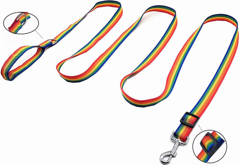 Adjustable Nylon Dog Leash, 6FT/10 FT Long Dog Leashes for Small Medium Large Dogs (1 in x 10 ft, Rainbow)...