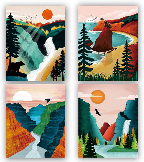 National Park Poster ,National Parks Art Prints,Nature Wall Art, Grand Canyon , Sierra Nevada mountains?Olympic National Park Art For Home and Liv...