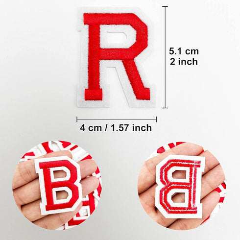 Jongdari Iron on Letters, 52 Pcs Alphabet Patches with Ironed Adhesive, Decorate Repair Patches for Shirts Jackets Hats Jeans Shoes Bags(Red)...