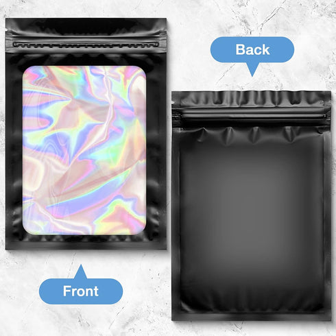 Marspark 200 Pieces Foil Bags 3 x 4.7 Inch Resealable Foil Bags with Clear Window Zipper Lock Black Packaging Pouch for Food Storage Sample Beans ...