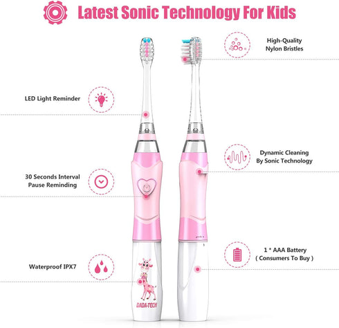 Dada-Tech Kids Electric Toothbrush Replacement Heads for DT-BB1, DT-K6, SG-513, SG-977- Pack of 4 (Large Age 3+)...
