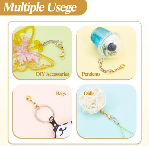 MTLEE Double Lobster Clasp Extender Double Claw Connector Bracelet Extension Clasp Small Bracelet Necklace Shortener for DIY Jewelry Making(Gold)...