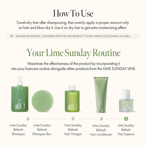 Lime Sunday Refresh Hair Essence with Vitamin C, Tea Tree Leaf Oil, Green Mint for Enhancing Hair Vitality and Protect Healthy Hair, Lime Citrus S...