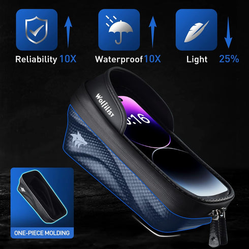 Bike Bag - Waterproof Bike Frame Bag with Sun-Visor Rain Cover, Bike Phone Holder with TPU Sensitive Touch Screen, Handlebar Bag Bicycle Accessori...