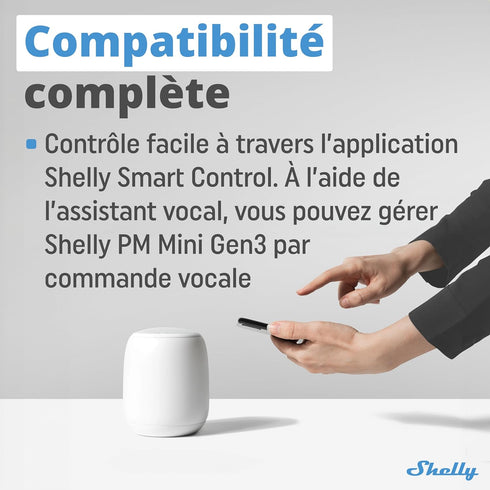 Shelly PM Mini Gen3 | WiFi & Bluetooth Smart Power Meter 1 Channel 16 A | Home Automation | Compatible with Alexa & Google Home | iOS Android App ...