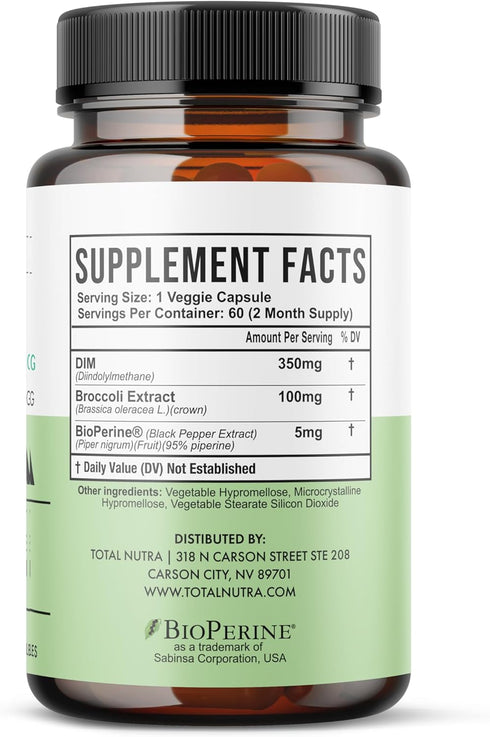 DIM Supplement: DIM Ultra 455mg Diindolylmethane, Broccoli, BioPerine Natural Estrogen Blocker for Men, Female Hormone Balance for Women Menopause...