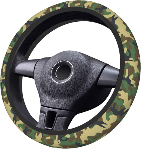 Green Camo Steering Wheel Cover for Women Men, Universal 15 Inch Anti Slip Steering Wheel Protector Car Accessories Interior for Auto Truck SUV...
