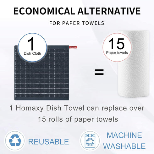 Homaxy 100% Cotton Terry Kitchen Dish Cloths, Ultra Soft and Absorbent Dish Towels for Kitchen, Suitable for Drying and Washing Dishes, 6 Pack, 12...