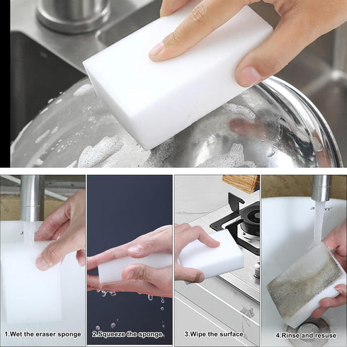 2X Density Magic Sponge Eraser,50 Pack Multi-Functional Household Cleaning Sponge for Furniture,Extra Thick and Long Lasting Melamine Cleaning Spo...
