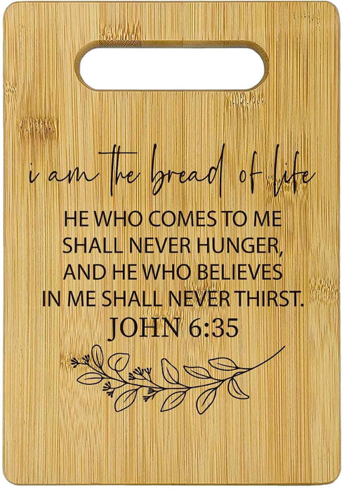 I Am the Bread of Life Cutting Boards for Kitchen, Christian Religious Gifts for Women, Bible Verse Bamboo Cutting Board, Christian Decorative Cut...