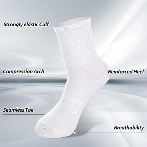 5 Pairs Womens White Socks Size 4-7 Comfortable Ladies Socks Soft Crew Socks for All Day Any Occasion Women’s Socks for Work Home Sports Running A...