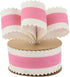 MEEDEE Christmas Felt Ribbon 2.5 Inch Wired Felt Ribbon 10 Yards White Felt with Pink Velvet Middle Rickrack Cutout Christmas Ribbon for Christmas...