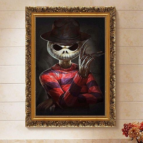 Bysincy 5D Full Drill Diamond Painting Kit, Jack Halloween Skull 12x16 Inch, DIY Diamond Painting by Number Kits Cross Stitch Rhinestone Embroider...