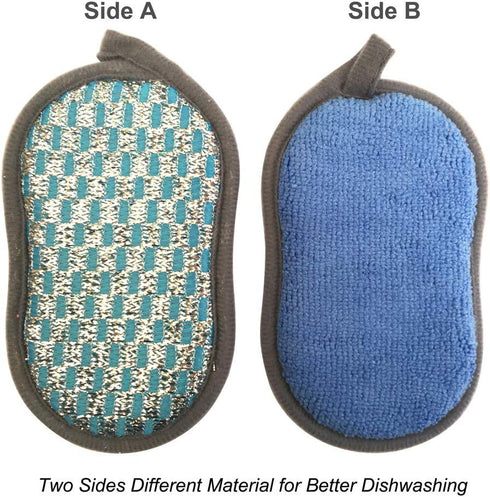 Multi-Purpose Scrub Sponges for Kitchen Scrub-it-Non-Scratch Double-Side Double-Effect Microfiber Sponge Along with Heavy Duty Scouring Power-Effo...