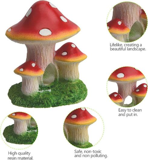 Saim Mushroom House Aquarium Decorations Fish Tank Rocks Caves Landscape Ornament Mini Landscape House Fairy Garden Decoration...