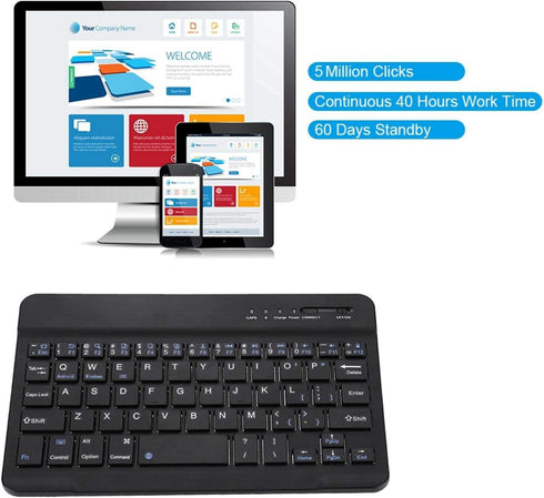 VBESTLIFE 7in Slim Lightwight Bluetooth Keyboard for Android iOS Win, Portable Aluminum Alloy Wireless USB Keyboard Black for Smart Phone/Pad/Lapt...