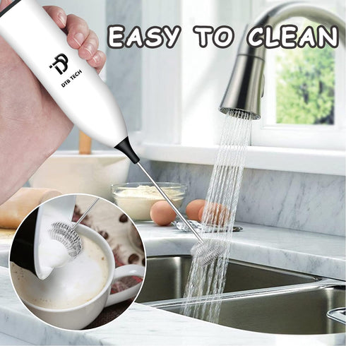 DOUBLE WHISK Powerful Milk Frother Handheld Foam Maker, Mini Whisk Drink Mixer Blender for Coffee, Cappuccino, Latte, Matcha, Hot Chocolate, With ...