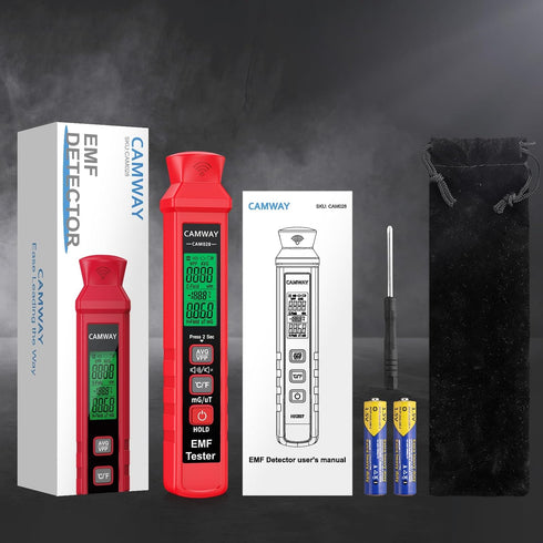 CAMWAY EMF Meter,Digital Electromagnetic Radiation Detector Handheld LCD EMF Detector, 1-1999V/M,0.01-99.99uT,EMF Reader with Flash Buzzer Alarm,f...