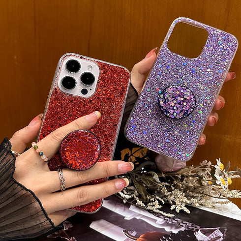 Case for iPhone 15 Pro Max Case Glitter Bling for Women Girls Sparkle Cover, with Ring Stand Holder Protective Case 6.7 inch (Pink)...