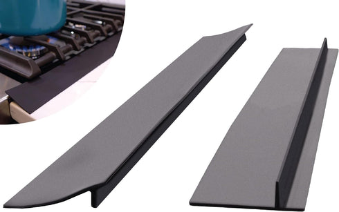 S&T INC. Stove Gap Covers, Silicone Crumb Catchers for Stove, Heat Resistant Stove Crumb Guards, Matte Black, 20.5 Inch x 2.3 Inch, 2 Pack