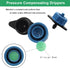 30 Pcs Drip Irrigation Emitters, 2 GPH Pressure Compensating Irrigation Drippers for Garden Lawn Watering Irrigation System, Blue...