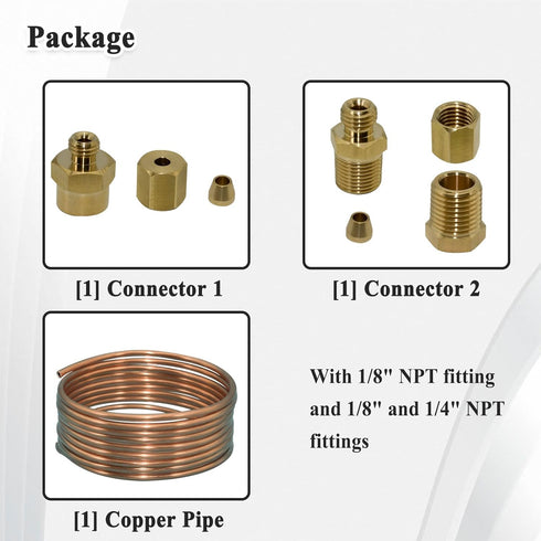 72'' Oil Pressure Gauge Tubing Kit, Set of Copper Tube and Threaded Parts, Universal Fit...