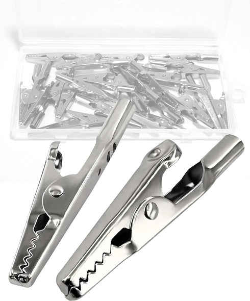 25 Pcs 2 Inches / 51 mm Metal Alligator Clip Spring Clamps,Silver Tone Nickel Plated, used in laboratory electric testing work and Cable Lead Clip...