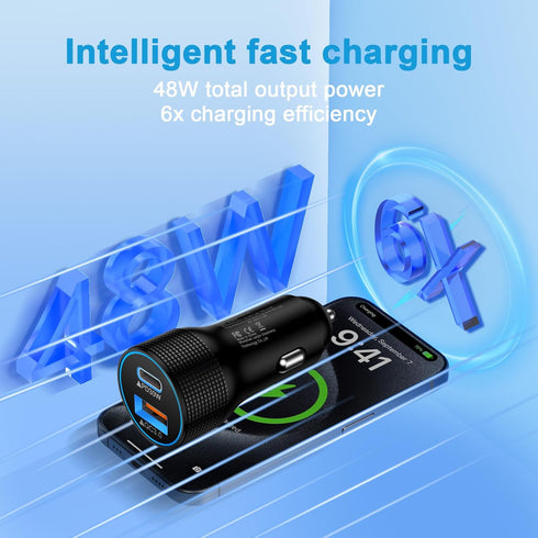 Car Charger USB C 48W for iPhone 15 Pro Max Cigarette Lighter Adapter, Samsung Galaxy A15 5G S24 S23 S22 Ultra A55 Android Phone, Google Pixel 8a ...