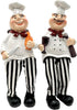 Set of 2 Home Kitchen Decor Chef Figurines Bread & Wine with Dangling Legs Shelf Sitters Figurine Statue for Kitchen Shelves, Cupboard, Countertop...