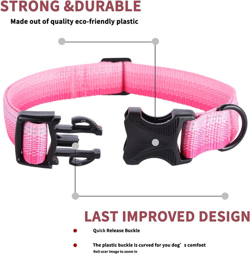 Lionet Paws Waterproof Dog Collar,Gradient Reflective Pink Collar for Small Medium Dog,Safety Buckle Dog Collar for Dog Girl Boy Gift,XS, Neck 8-1...