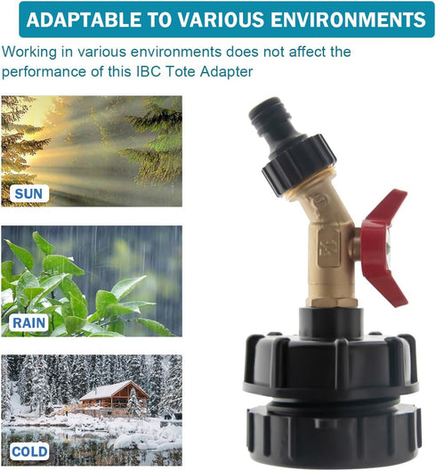 IBC Tote Adapter IBC Tote Fittings 275-330 Gallon Water Tank Adapter 2.44" Fine Thread IBC Tote Valve & Lead-Free Brass Hose Faucet Valve and Gard...