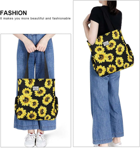 KAMO Floral Tote Bag - Waterproof Lightweight Handbags Travel Shoulder Bag for Hiking Yoga Gym Swimming Travel Beach...