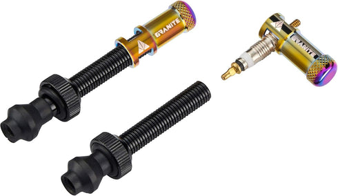 Granite Juicy Nipple Valve Cap with Valve Core Removing Function, Easy to Use Bike Tire Caps Dust Covers, Durable Alloy Tire Valve Cap (Oil Slick)...