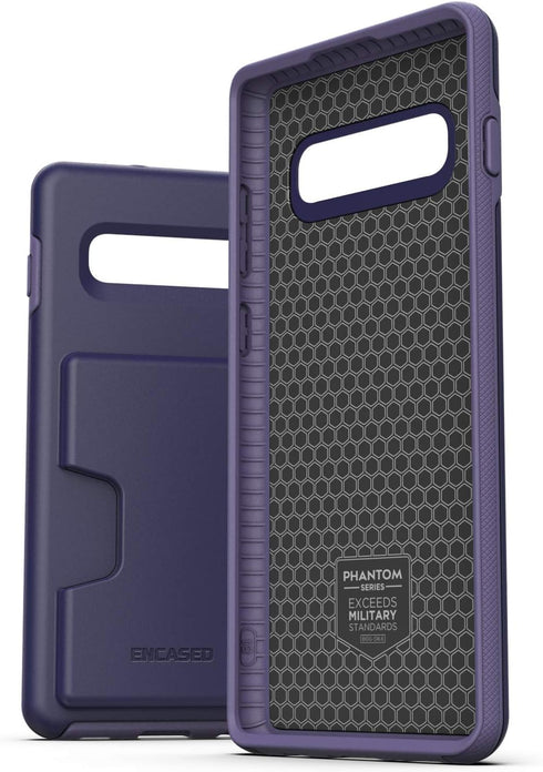 ENCASED Galaxy S10 Wallet Case (2019 Phantom) Ultra Protective Cover with Card Holder Slot (3 Credit Cards Capacity) for Samsung Galaxy S10 - Purp...
