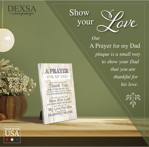 DEXSA Prayer for My Dad Wood Frame Wall Plaque for Father’s Day, Birthday Gift for Dad | Made in USA | Bonus Dad Gift, Father-in-Law Picture Frame...