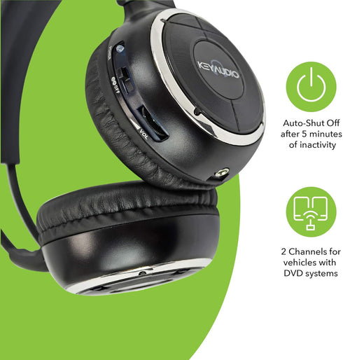 RP Accessories IR-2008B Infrared Wireless Headphones, 2-Channel Folding Universal Rear Entertainment System IR Headphone for Car TV and DVD Player...