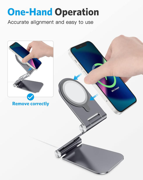 OMOTON Stand for MagSafe Charger, Foldable Phone Stand Holder for MagSafe Accessories, Not Include Charger or Cable, Compatible with iPhone 16/15/...