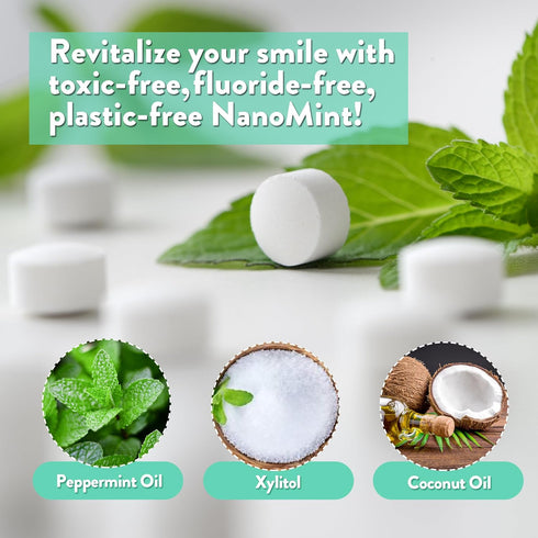Gaia Guy | NanoMint Fluoride Free Toothpaste | Nano Hydroxyapatite Remineralizing Toothpaste Tablets - Nano Hydroxyapatite (nHA), Plastic Free, Ec...