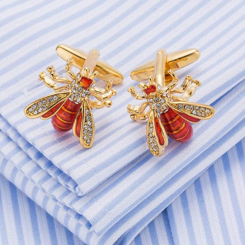 Bee Cufflinks for Men, Crystal Bumblebee Cufflinks, Hornet Wasp Bee Cuff Links, Honey Bee Shirt Tuxedo Cufflinks, Punk Animal Cufflinks French Cuf...