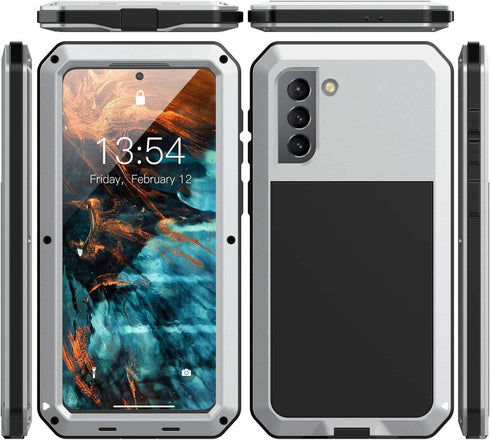 Marrkey Metal Case for Galaxy S21 Case,Full Body Protective Cover Heavy Duty Shockproof Tough Armour Aluminum Alloy Case with Silicone Built-in Sc...