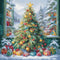 Generic Shiny Christmas Tree 11ct Counted Cross Stitch Kits Color Printed Stamped Cross-Stitch Supplies Needlework Printed Embroidery Kits DIY Kit...