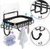 ODesign Soap Dish Holder with 6 Hooks Loofah Bath Sponge Towel Razor Holder for Bathroom Shower Kitchen Adhesive Wall Mounted No Drilling-Black-1 ...