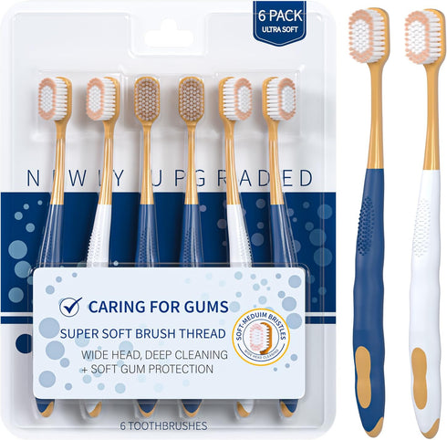 Adult Wide Head Soft Hair Toothbrush, Manual Toothbrush, Excellent Cleaning Effect for Large Head, Ultra Soft Brush Thread Can Effectively Clean S...